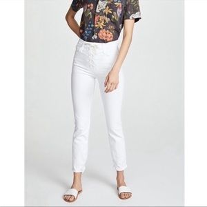MOTHER Lace Up Dazzler Ankle White Jeans
